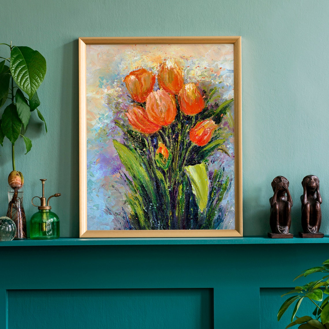 Flowers Oil Painting Flowers Still Life Poster Prints Flower Painting Prints Floral Texture Oil Painting Home Office Wall Art Decoration - Image 3