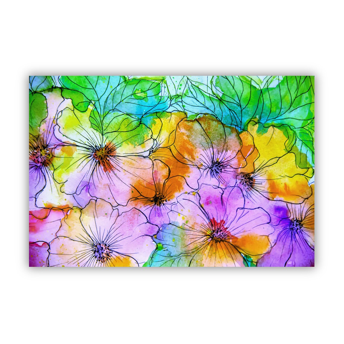 Colorful Garden Wildflowers Watercolor Botanical Floral Art Poster - Image 2