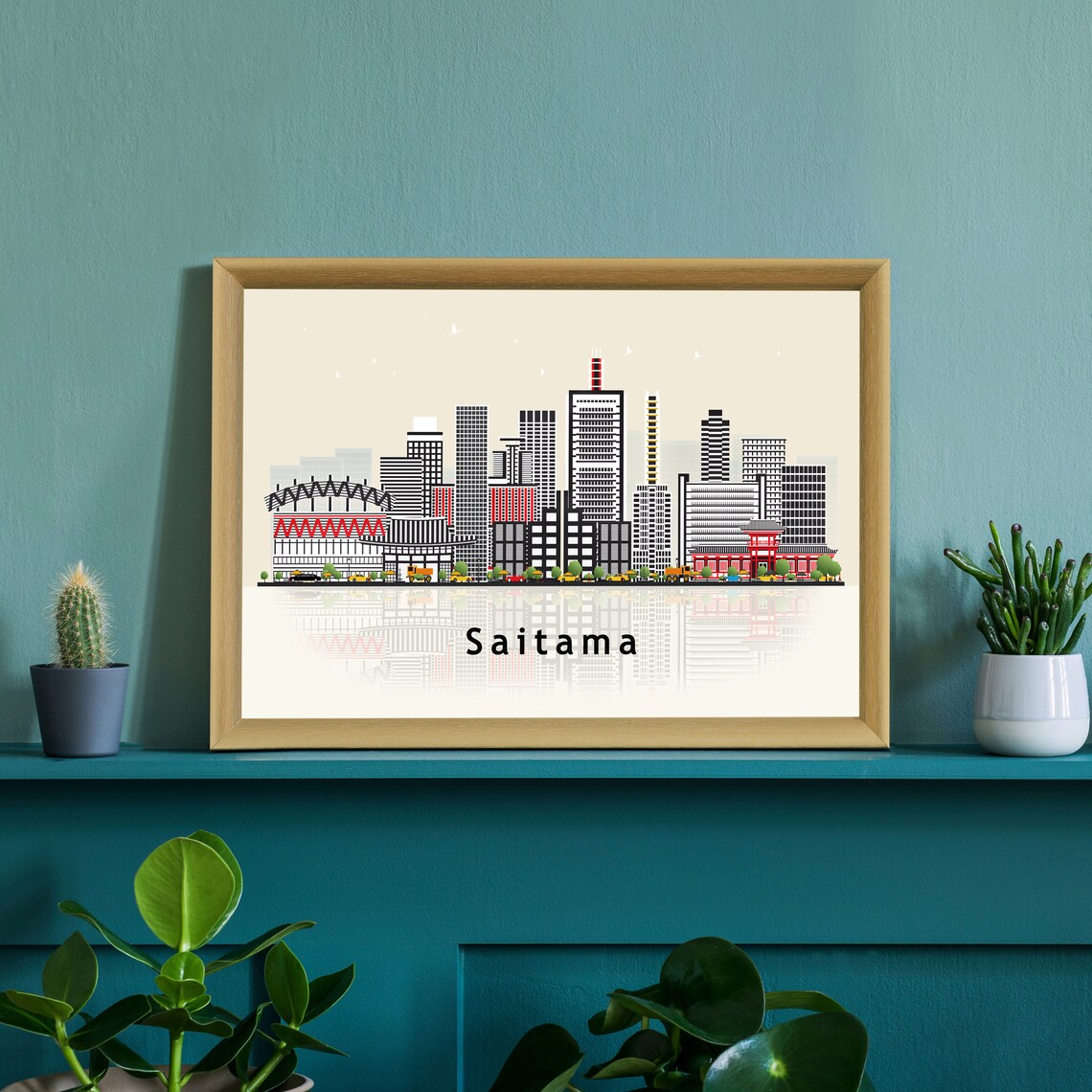 Saitama Japan Downtown Skyline Vector Illustration City Travel Poster - Image 3