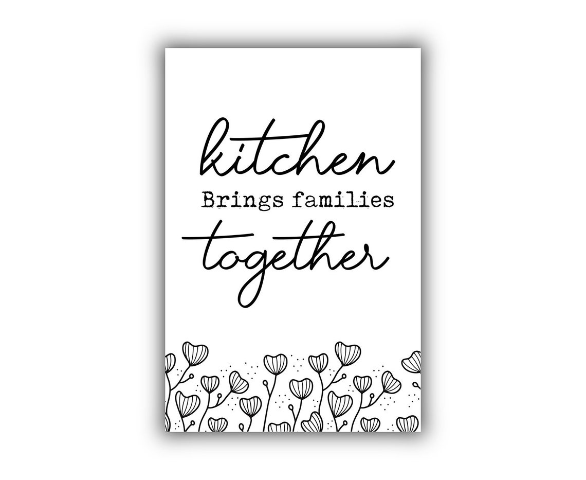 Kitchen Brings Families Together Script Quote Floral Kitchen Poster - Image 2