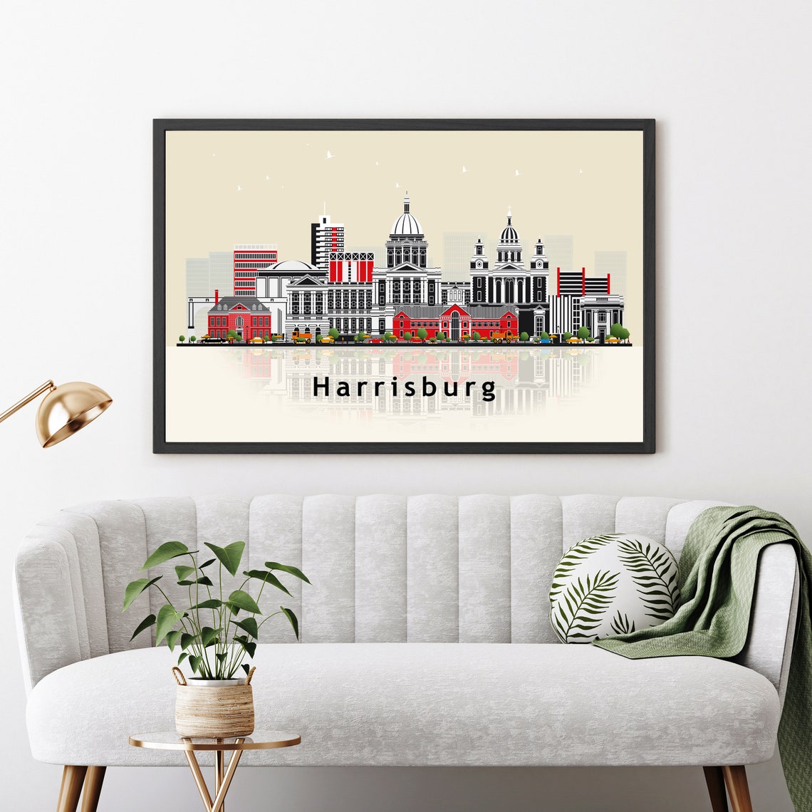 Harrisburg Pennsylvania Modern Flat Vector Skyline Travel Poster - Image 3