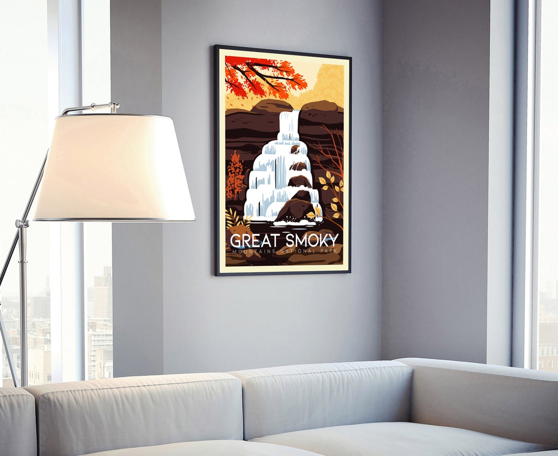 Great Smoky Mountains Travel Poster Print Retro Travel Poster Mountain Range In The United States Of America Housewarming Gift - Image 4