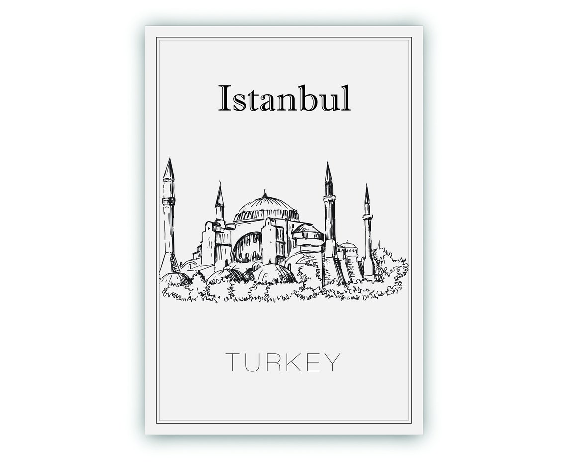 Istanbul Turkey Hagia Sophia Dome Hand Drawn Line Art Wall Poster - Image 2