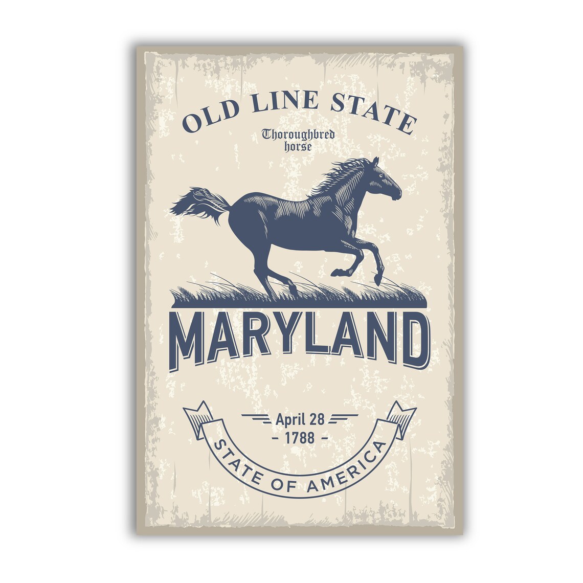Maryland Old Line State Thoroughbred Horse Retro Emblem Poster Art - Image 2