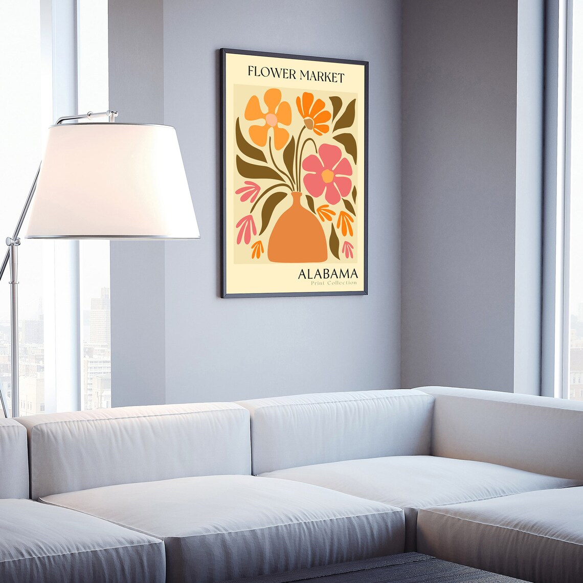 Alabama Flower Market Terracotta Vase Retro Bloom Botanical Art Poster - Image 3