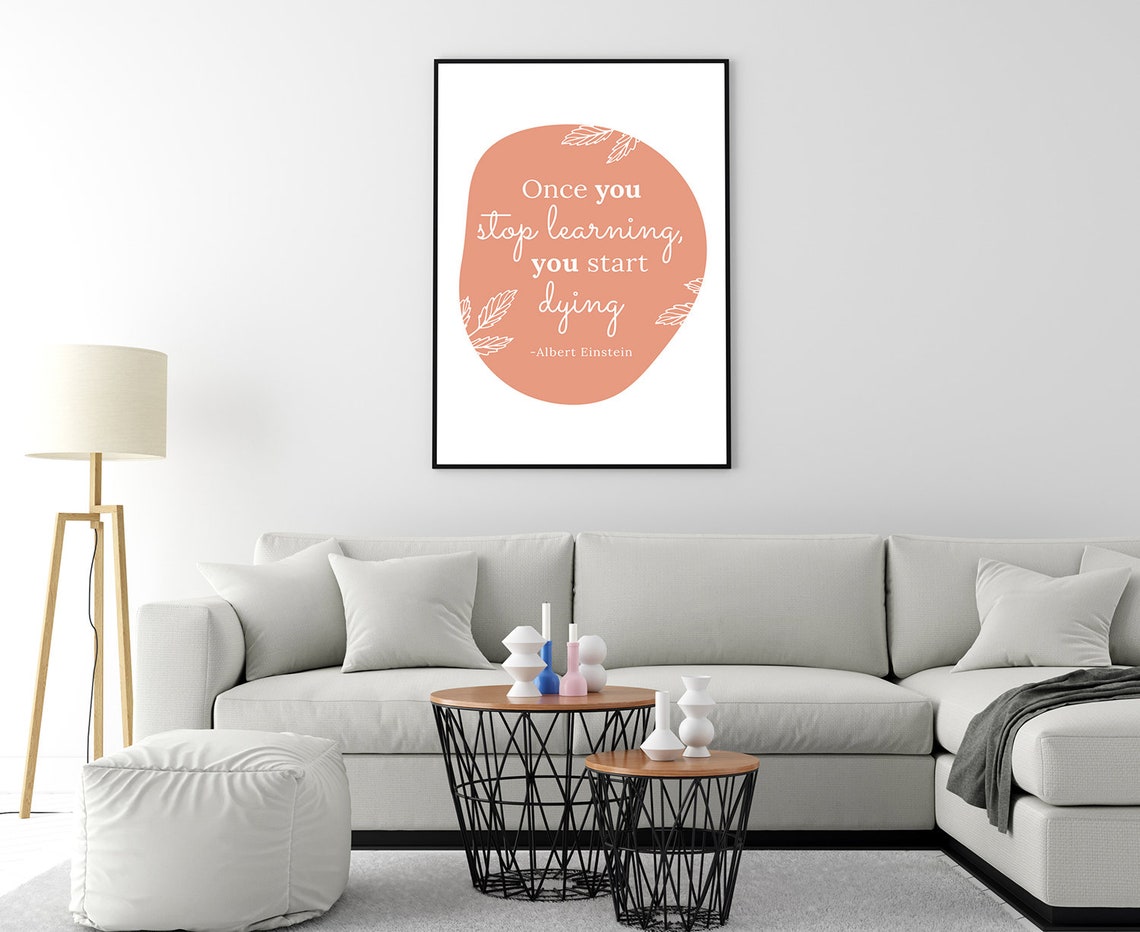 Albert Einstein Once You Stop Learning Quote Terracotta Boho Poster - Image 4