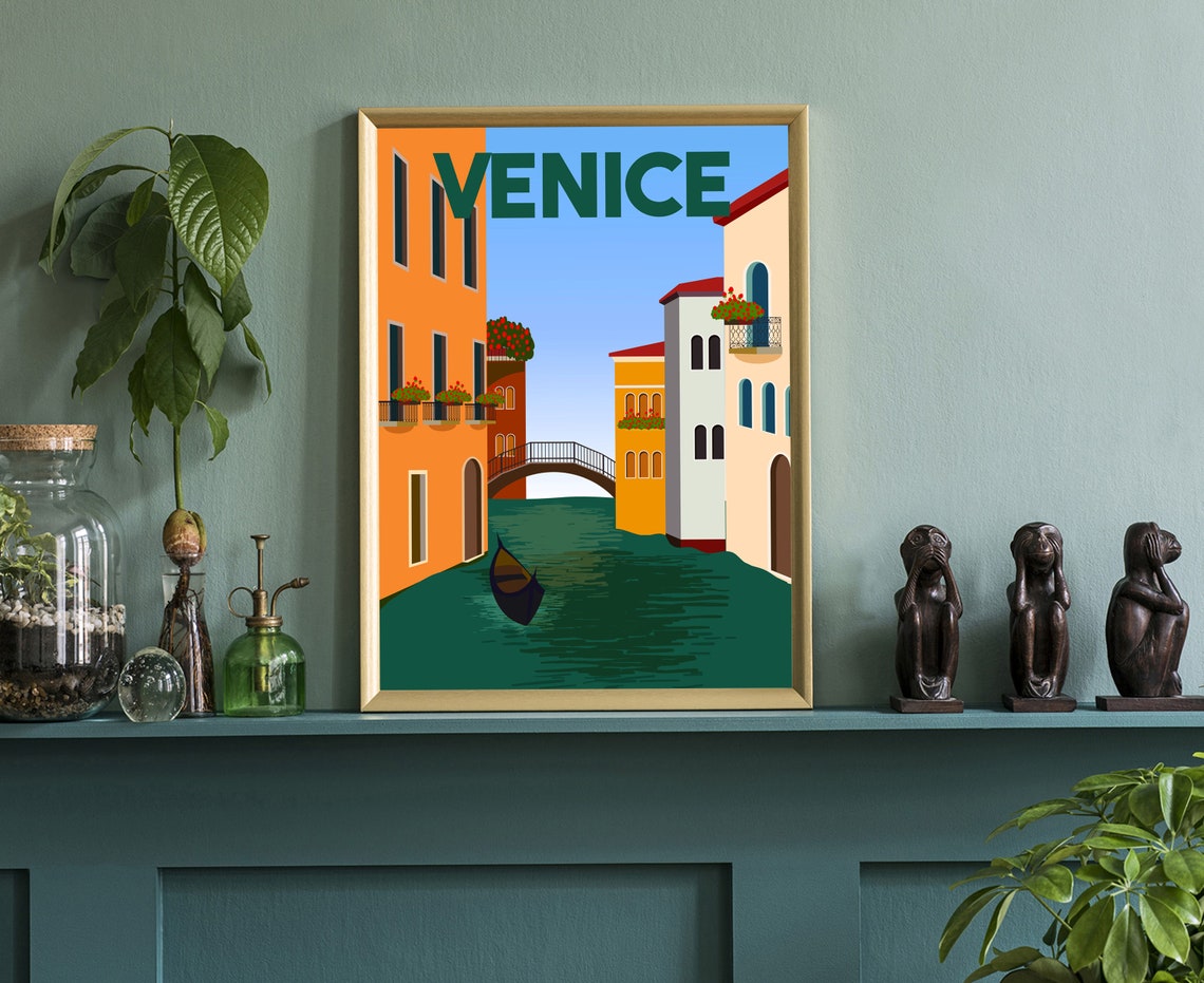 Italy Venice Travel Poster Venice Cityscape Poster Venice Landmark Poster Wall Art Home Wall Art Decoration Venice Vintage Poster Print - Image 3