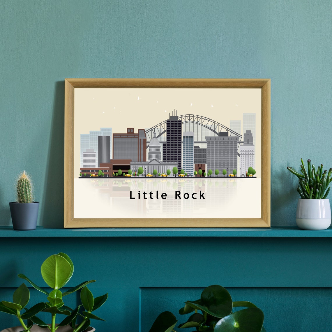 Little Rock Arkansas Modern Skyline Bridge Capitol Illustration Poster - Image 2