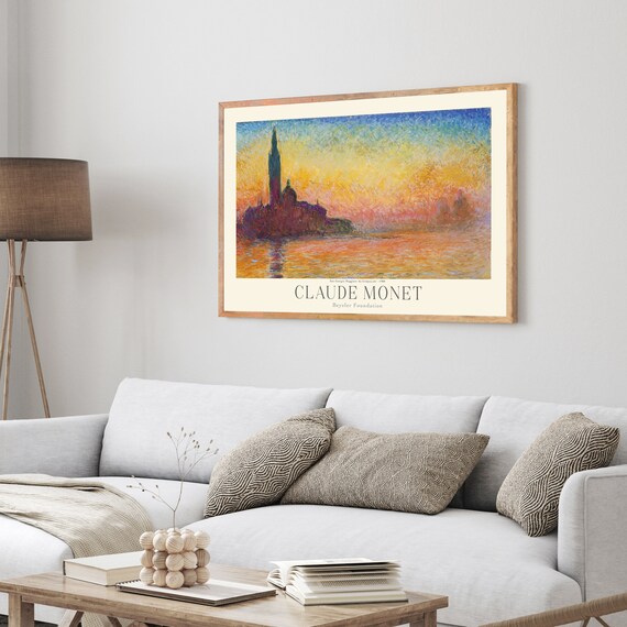 Claude Monet San Giorgio Maggiore Venice Sunset Lagoon Art Poster
