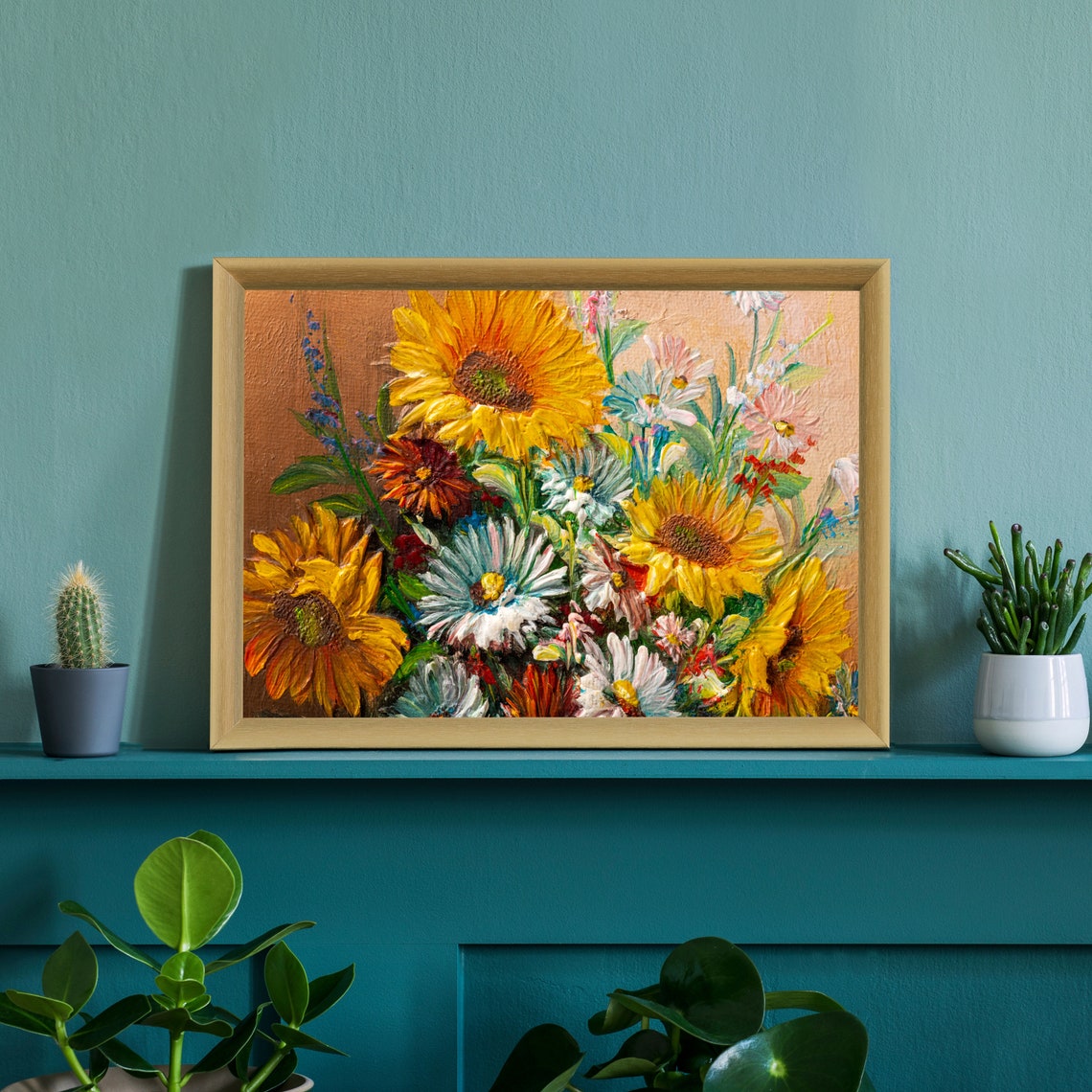 Flowers Oil Painting Flowers Still Life Poster Prints Flower Painting Prints Floral Texture Oil Painting Home Office Wall Art Decoration - Image 2