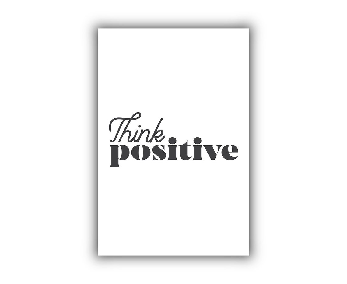 Think Positive Typography Motivational Minimalist Wall Art Poster - Image 2