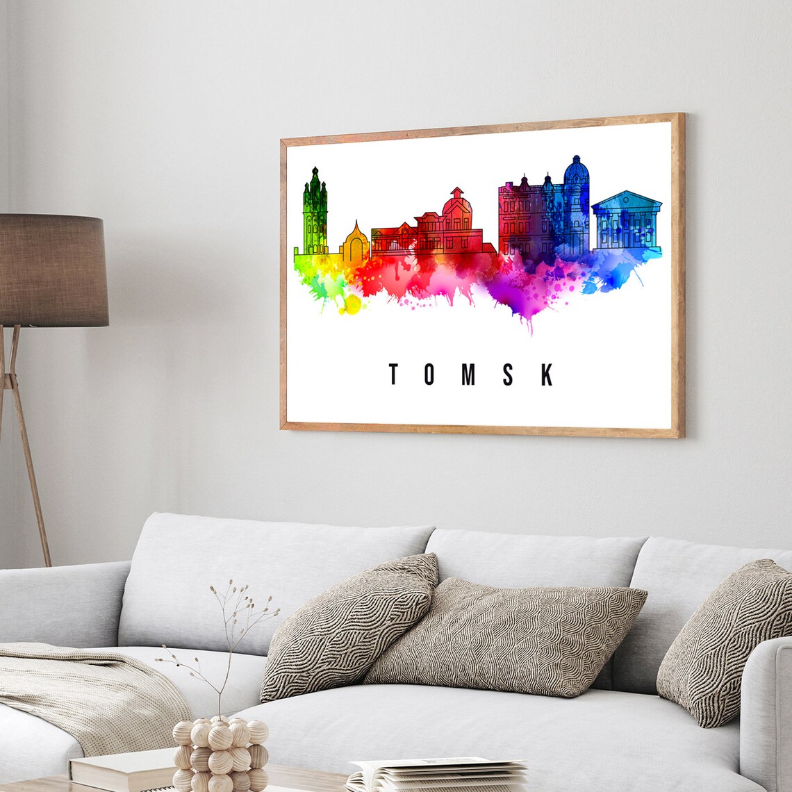 Tomsk Russia Rainbow Watercolor Skyline Historic Siberia Poster - Image 3