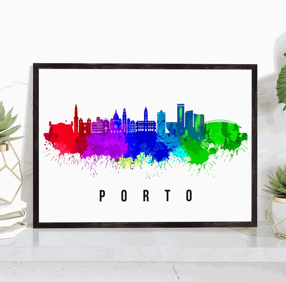 Porto Portugal Poster Skyline Poster Cityscape And Landmark Porto City Illustration Home Wall Art Office Decor