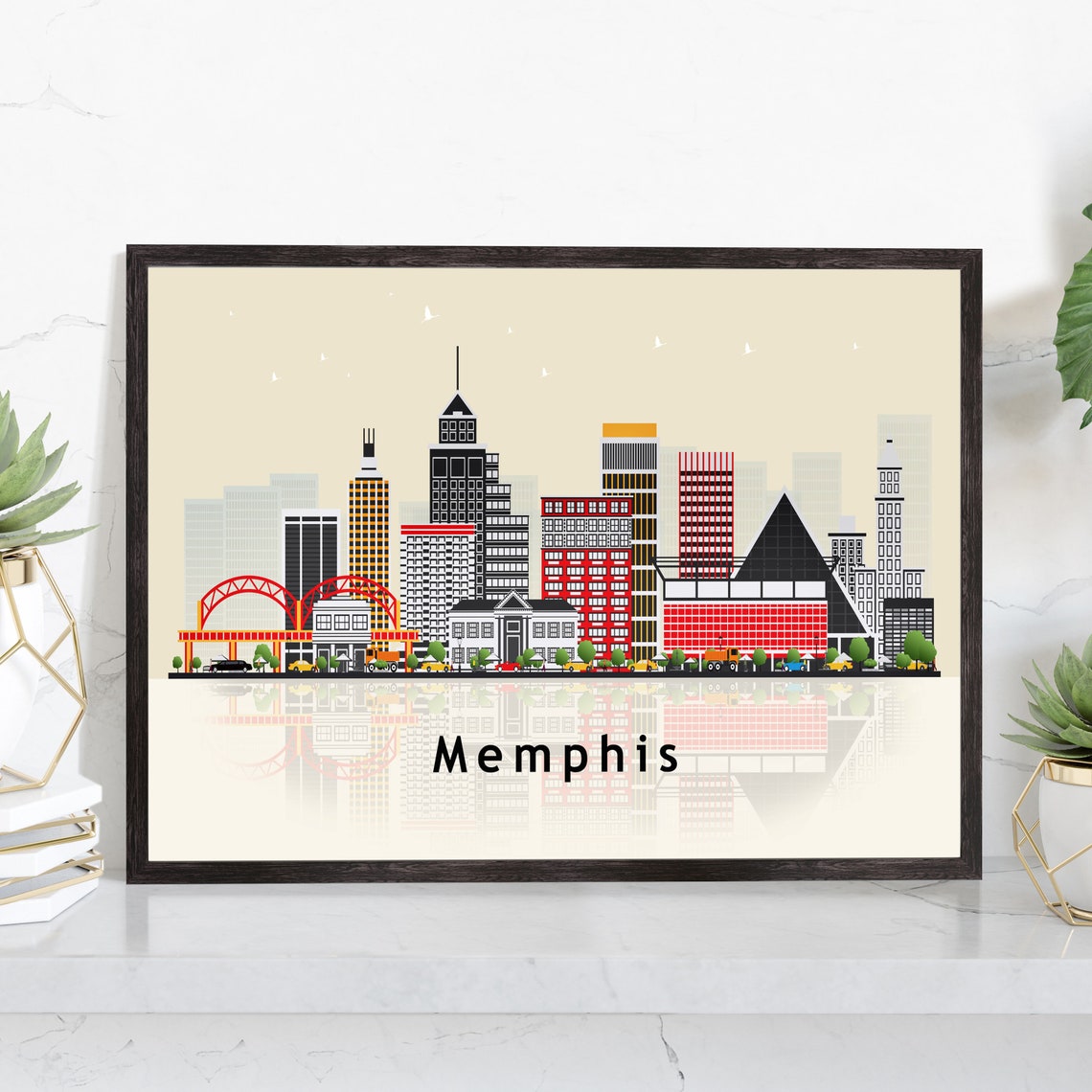 Memphis Tennessee Skyline Pyramid Arena Modern Cityscape Poster