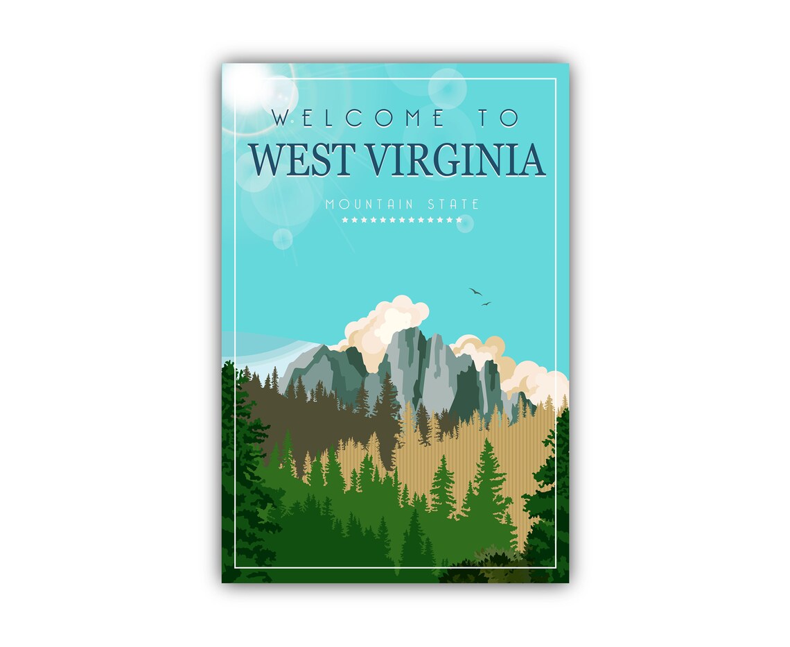 West Virginia Mountain State Welcome to Forest Mountains Travel Poster - Image 2