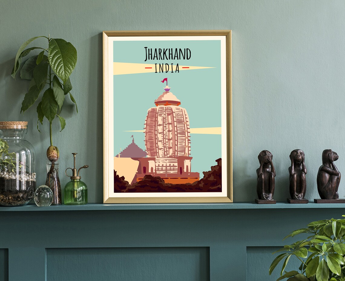 Jharkhand India Ancient Temple Tower Sacred Landmark Travel Poster - Image 3