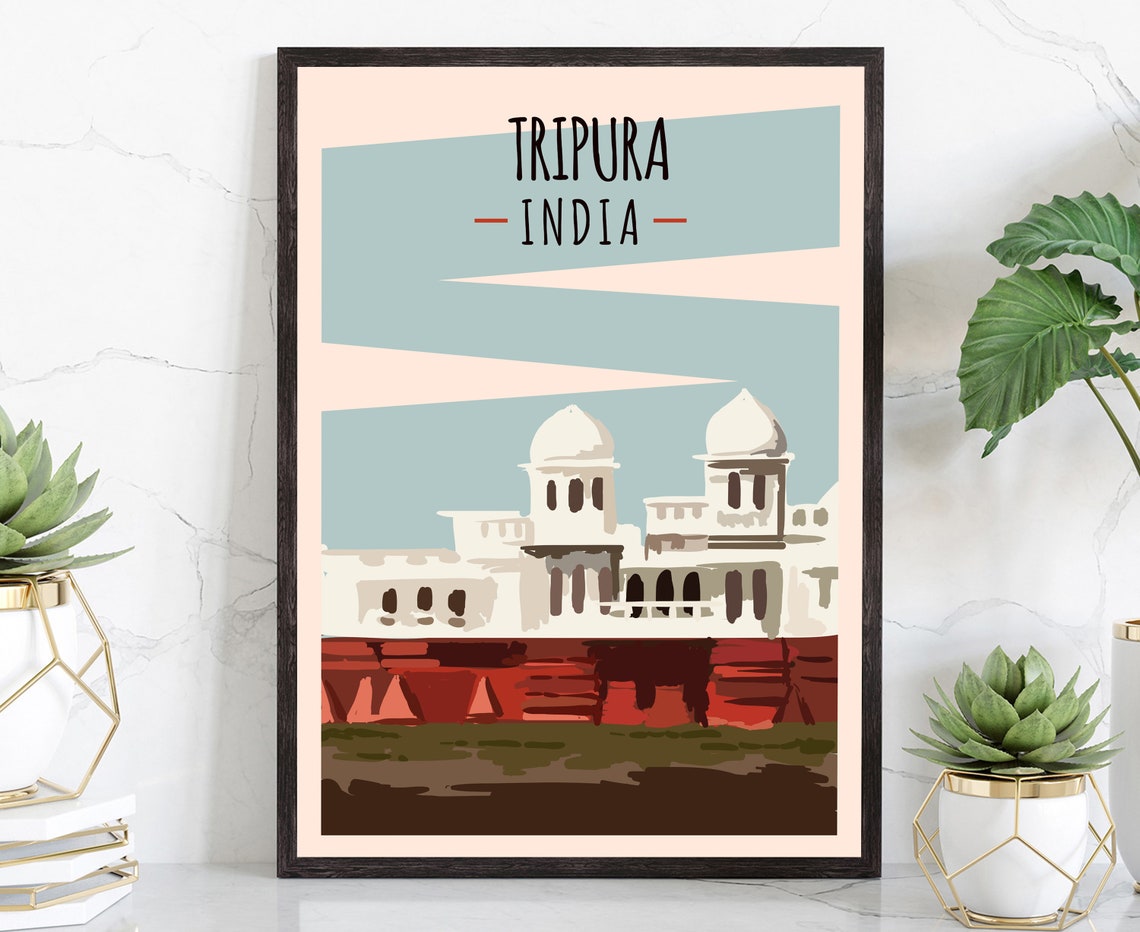 India Tripura Travel Poster Tripura Cityscape Poster Print India Tripura Landmark Poster Wall Art Home Wall Art Office Wall Decorations
