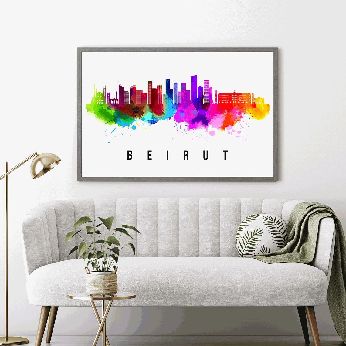 Beirut Lebanon Watercolor Skyline City Silhouette Landmark Poster - Image 4