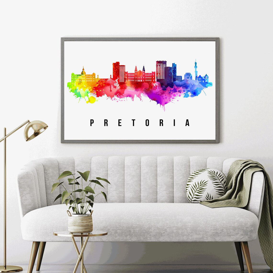 Pretoria South Africa Watercolor Rainbow Skyline Cityscape Poster - Image 2
