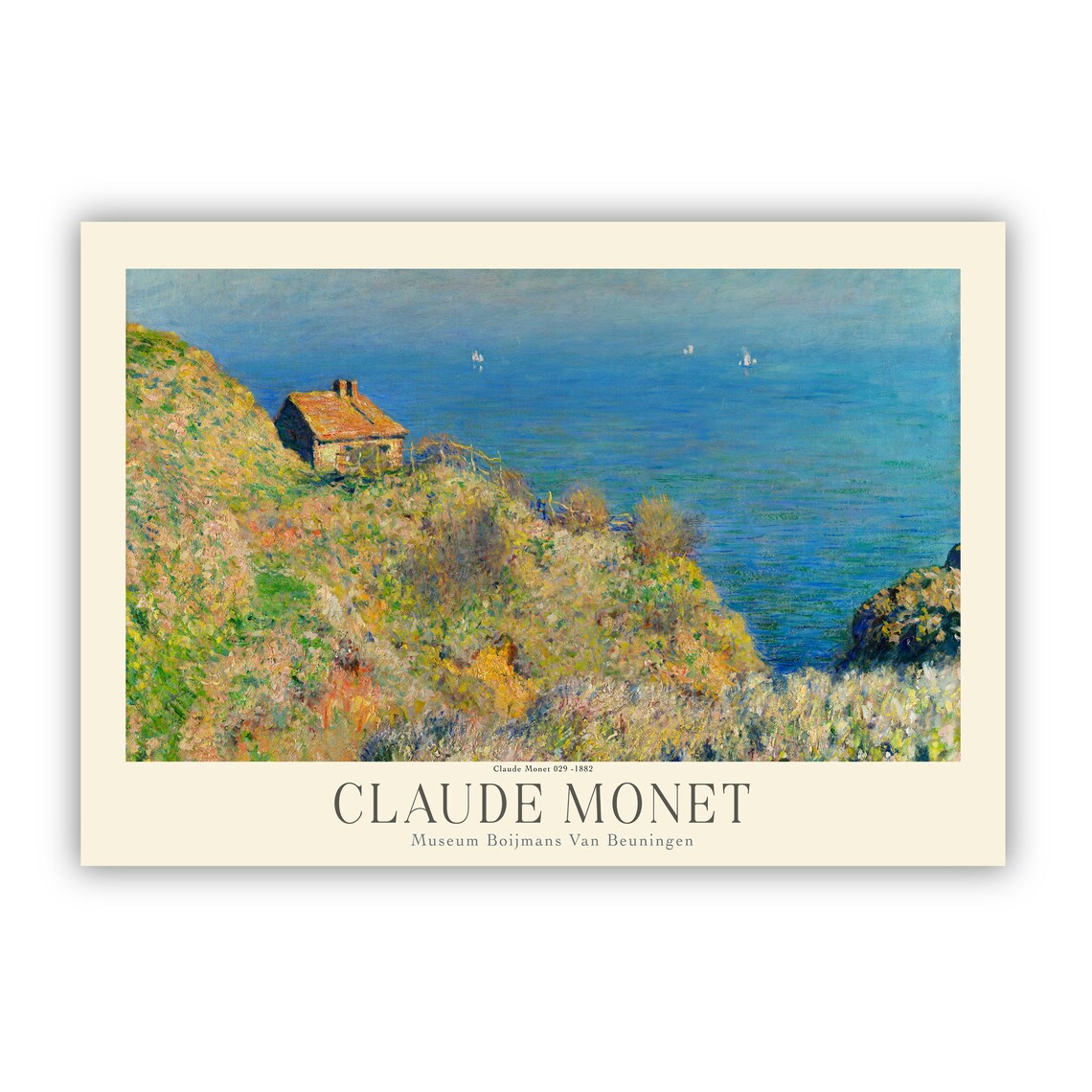 Claude Monet Cliffside Cottage Seascape Impressionist Exhibition Poster - Image 2