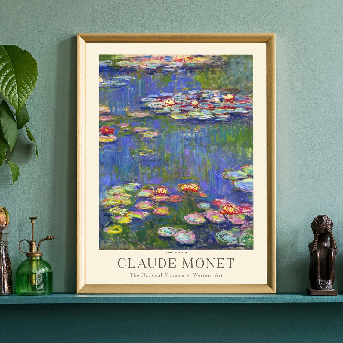 Claude Monet Water Lilies 1916 Blue Pond Reflection Art Poster - Image 4