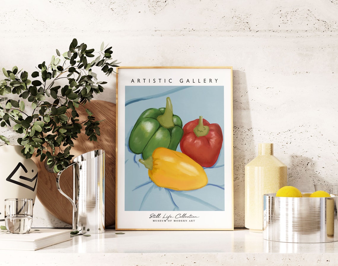 Bell Pepper Still Life Colorful Vegetable Kitchen Art Gallery Poster - Image 3