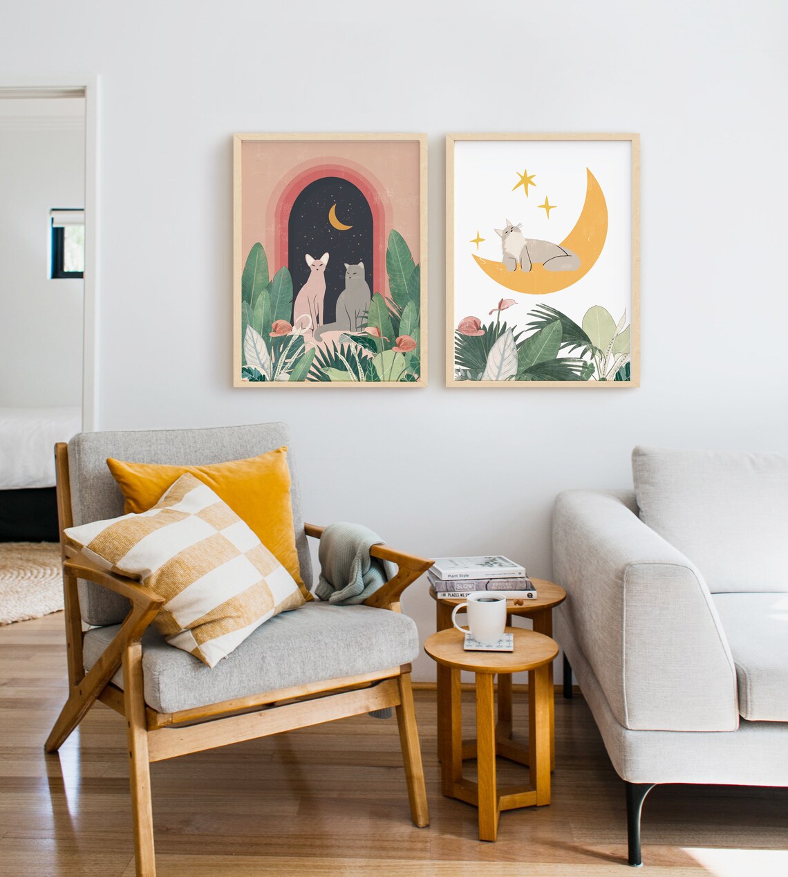 Cat and Crescent Moon Art Print, La Luna - Image 2