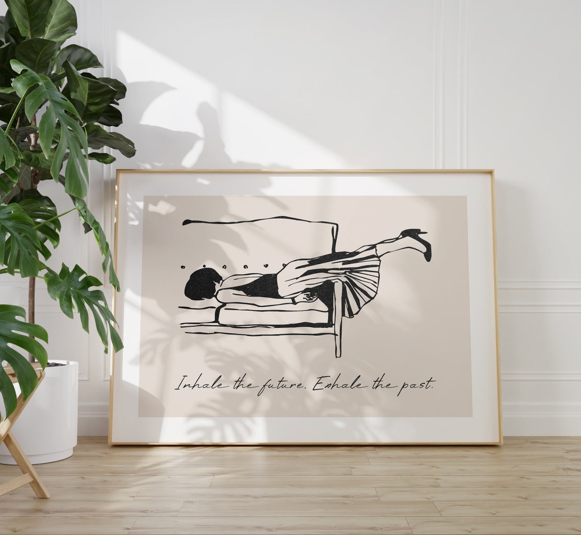 Inhale Exhale Quote Print Inspirational Quote Minimalist Wall Art Abstract Woman Art Female Portrait Art Woman Drawing Print - Image 4