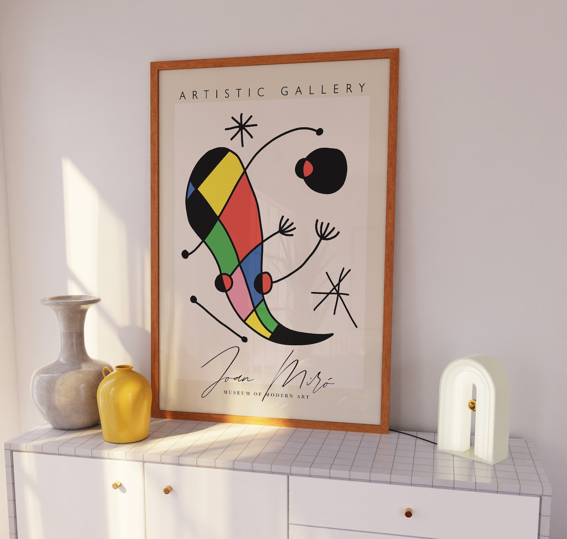 Joan Miro Exhibition Poster, Minimalist Abstract Art