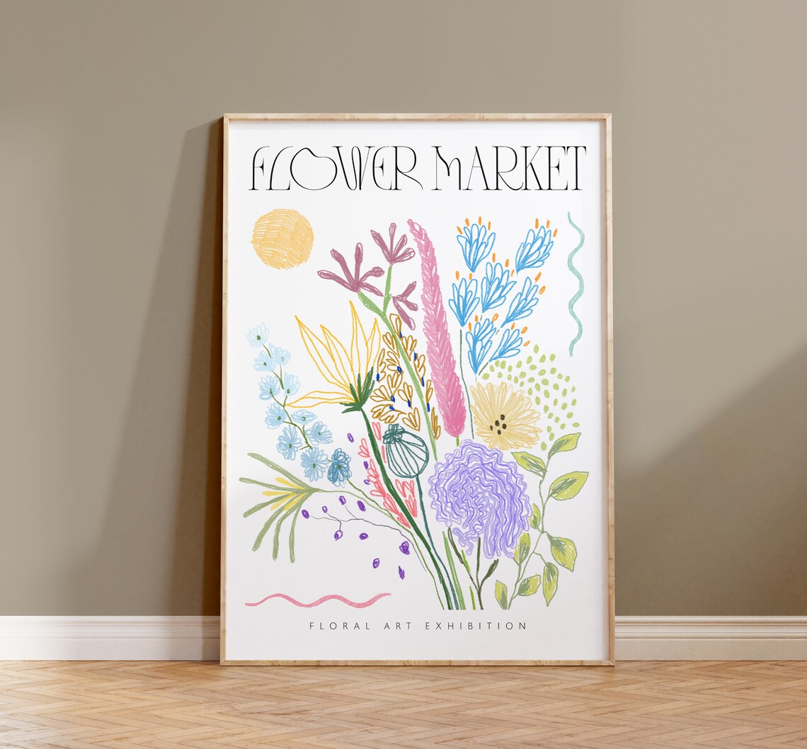 Flower Market Colorful Floral Exhibition Botanical Bouquet Art Poster