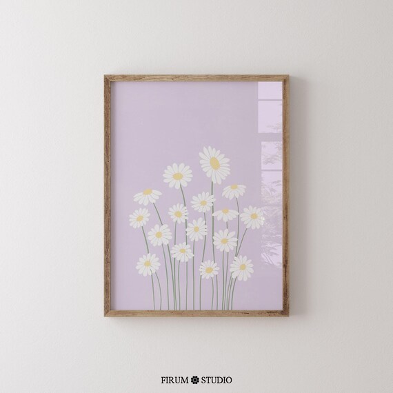 Lilac Daisies, Pastel Cottagecore Art Print