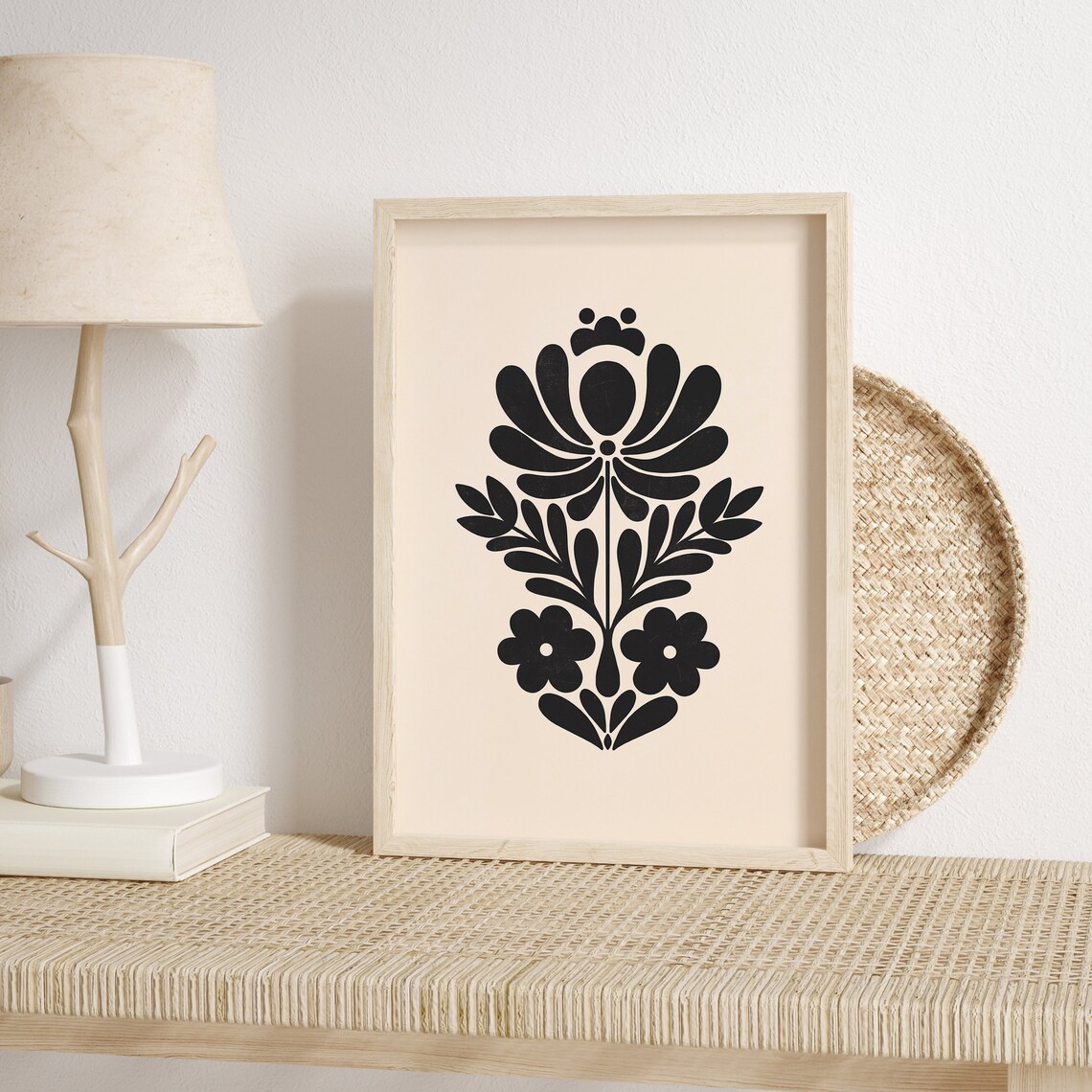 Scandinavian Neutral Beige Norway Folk Art Print