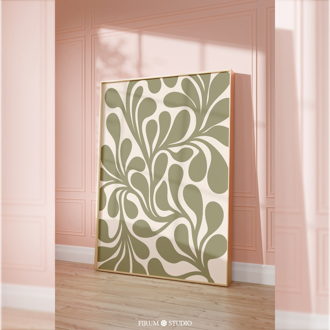 Sage Green Abstract Botanical Organic Leaf Pattern Art Print - Image 2