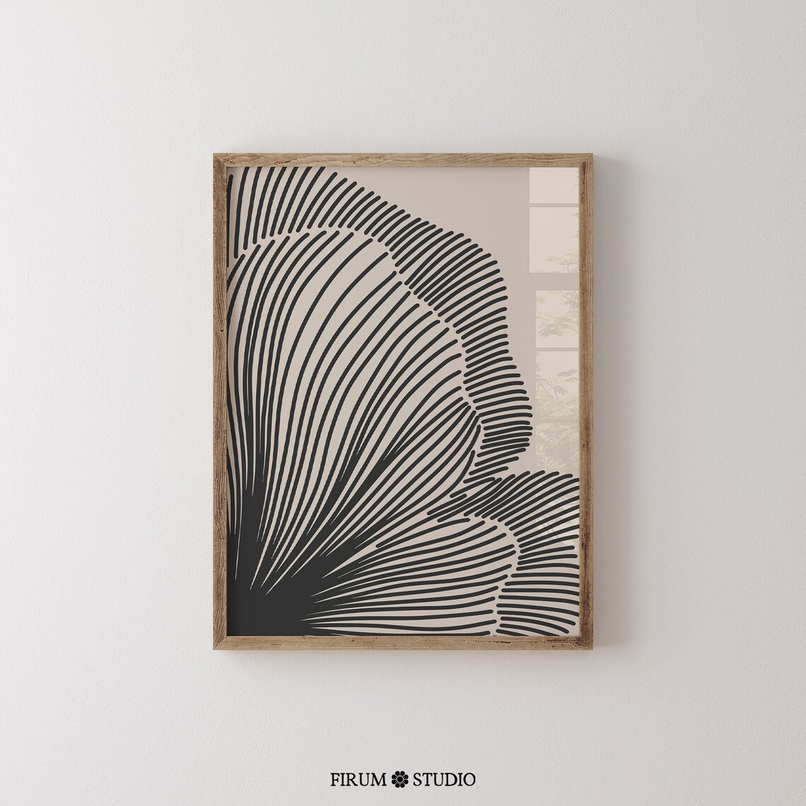 Neutral Lines Abstract Floral Art Print, Minimalist