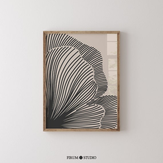 Neutral Lines Abstract Floral Art Print, Minimalist