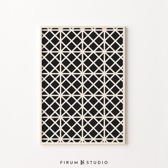 Black Beige Abstract Christmas Wall Art Christmas Minimalist Geometric Christmas Wall Decor Mid Century Modern Christmas