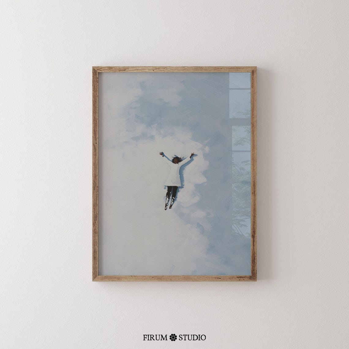 Woman Making Snow Angles Minimalist Print Boho Winter Art Cozy Spaces Fun And Quirky Holiday Decor 1552
