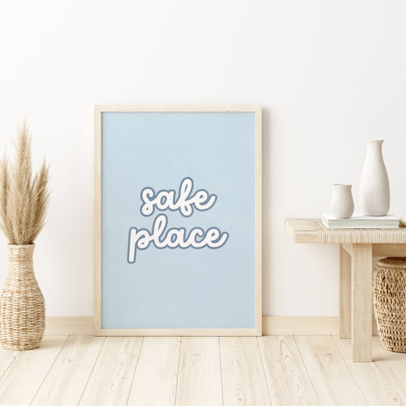 Mental Health Poster Light Blue Wall Art Retro Wall Art Pastel Room Decor Self Love Dorm Room Wall Art