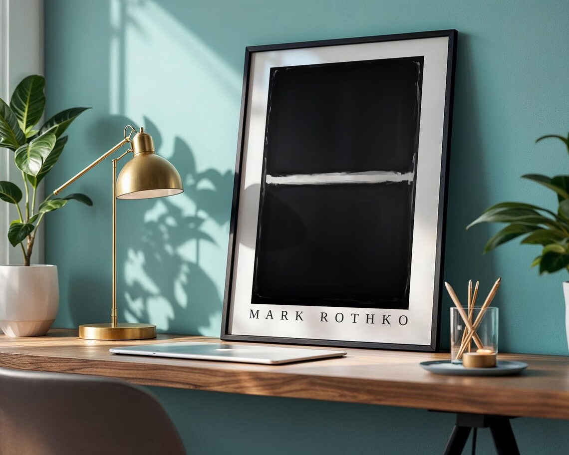 Mark Rothko Black Bands Divided by a Thin White Line Minimalist Poster - Image 2