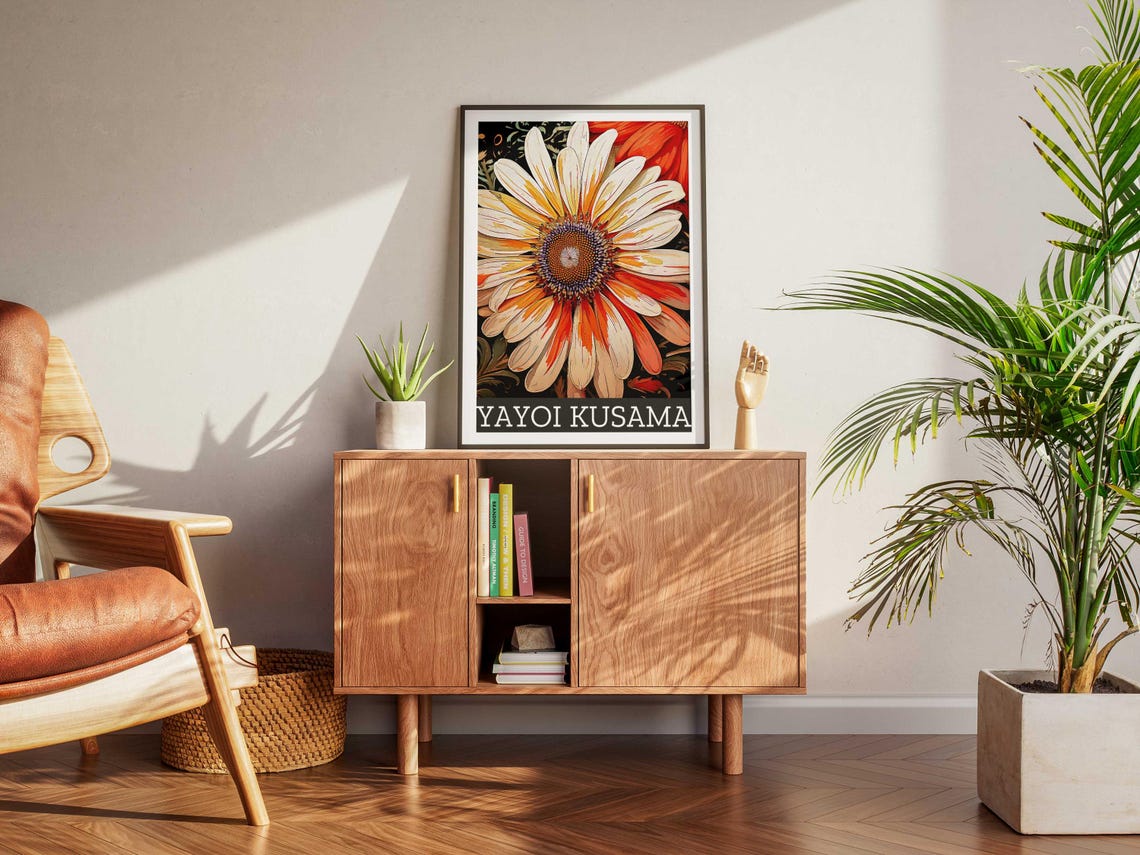 Yayoi Kusama Inspired Giant Daisy Flower Close Up Art Poster - Image 5