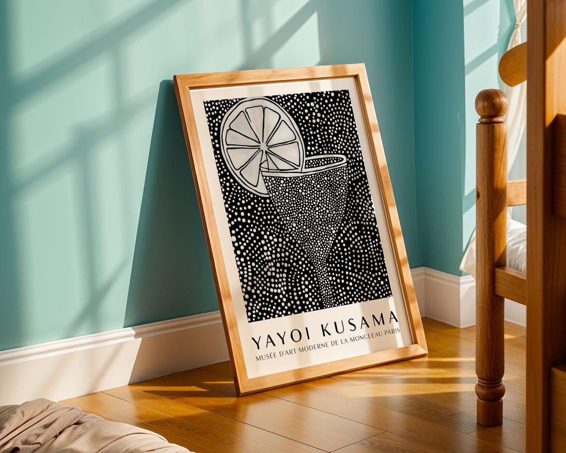 Black And White Dotted Cocktail Glass With Citrus Slice Poster - Image 5