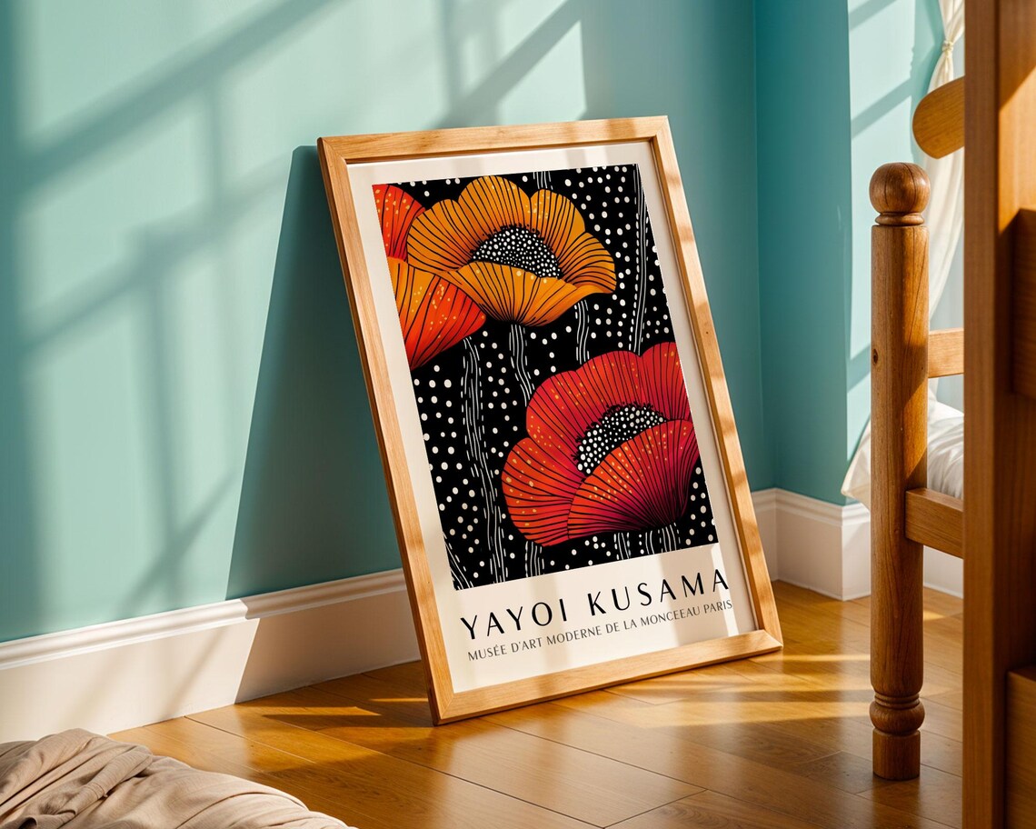 Yayoi Kusama Bold Red and Orange Poppy Museum Exhibition Poster - Image 5