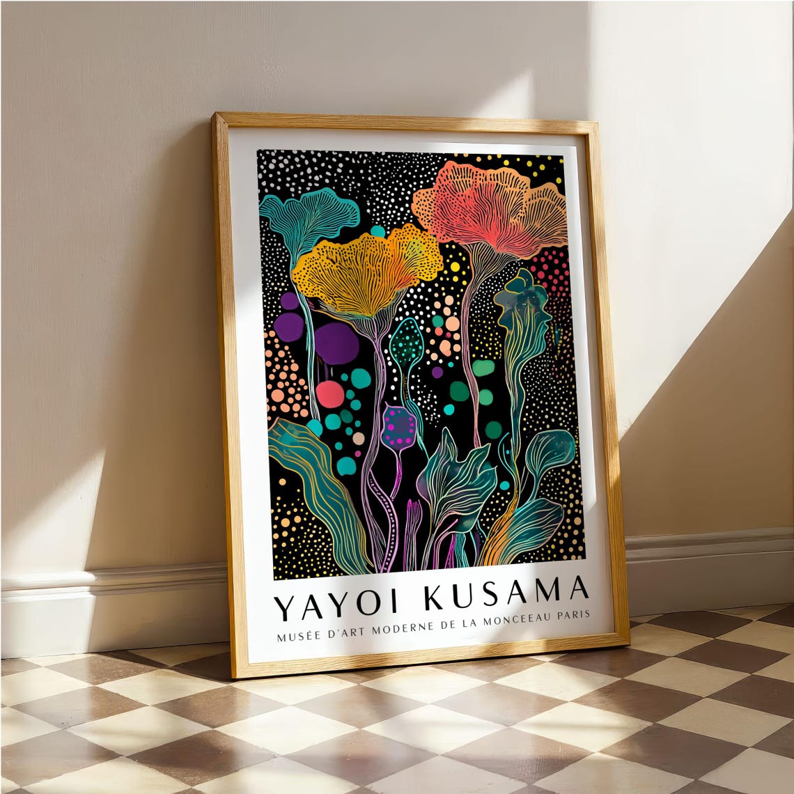 Yayoi Kusama Colorful Coral Bloom Dotted Night Museum Poster