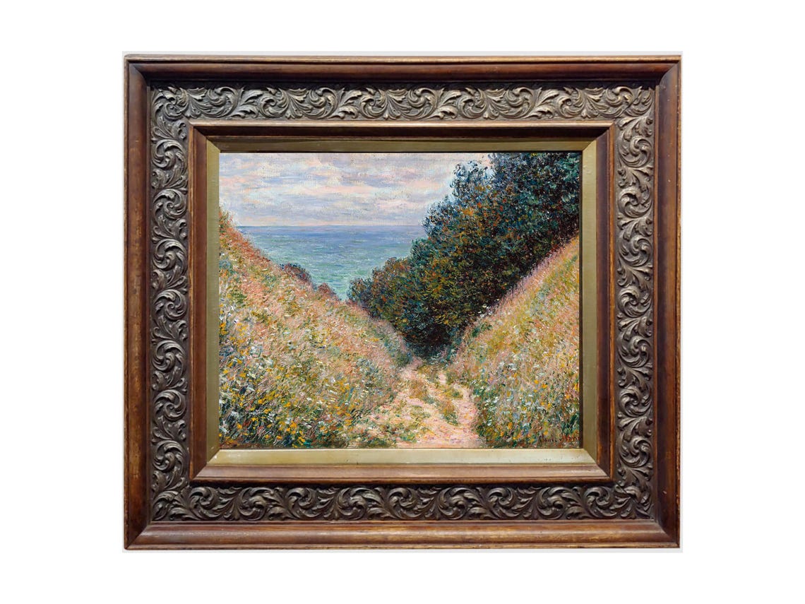 Monet Art Print Artwork On Road At La Cave Pourville By Claude Monet Horizontal Art - Image 2