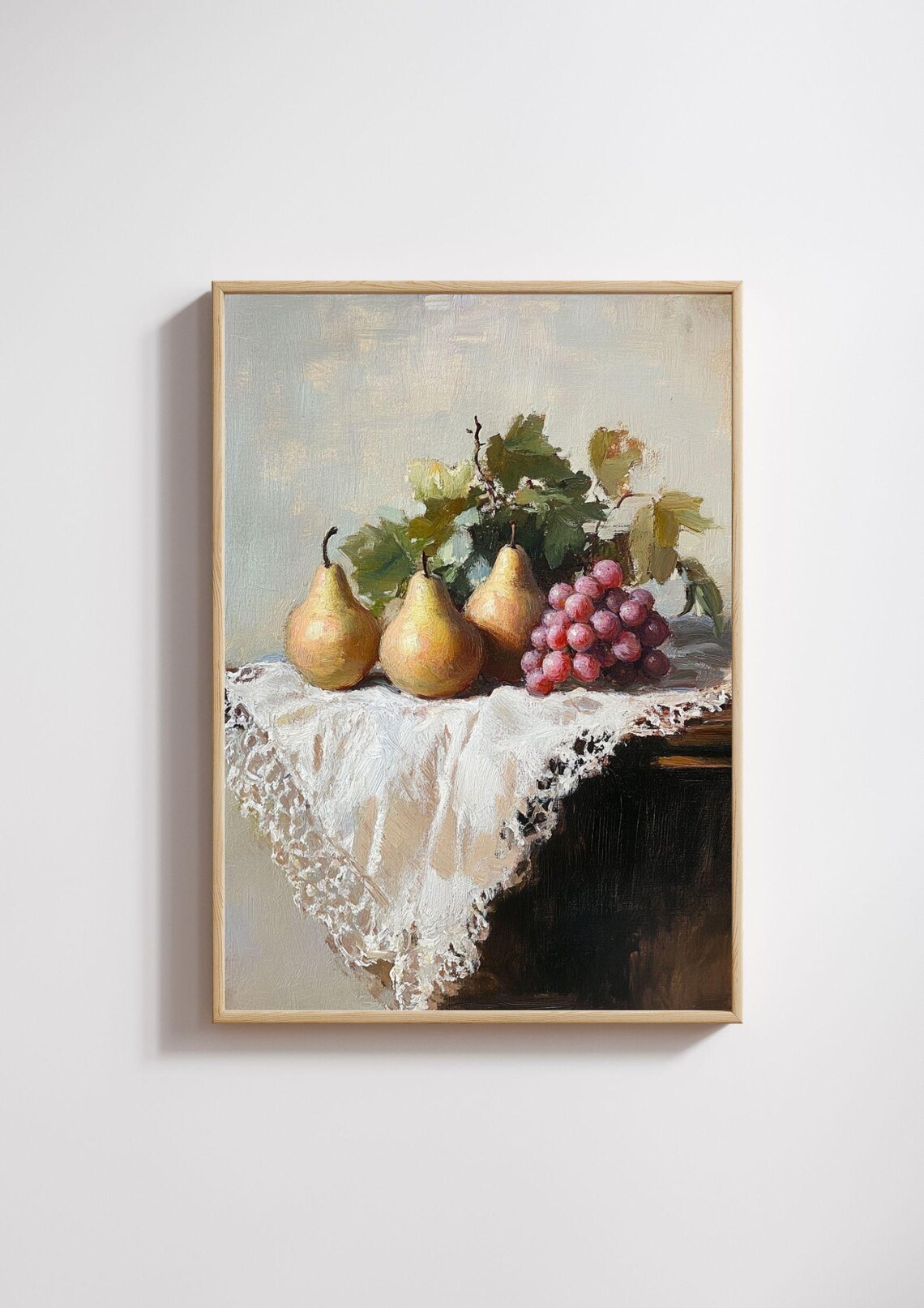 Still Life With Pears And Grapes, Vintage Art Print - Image 2