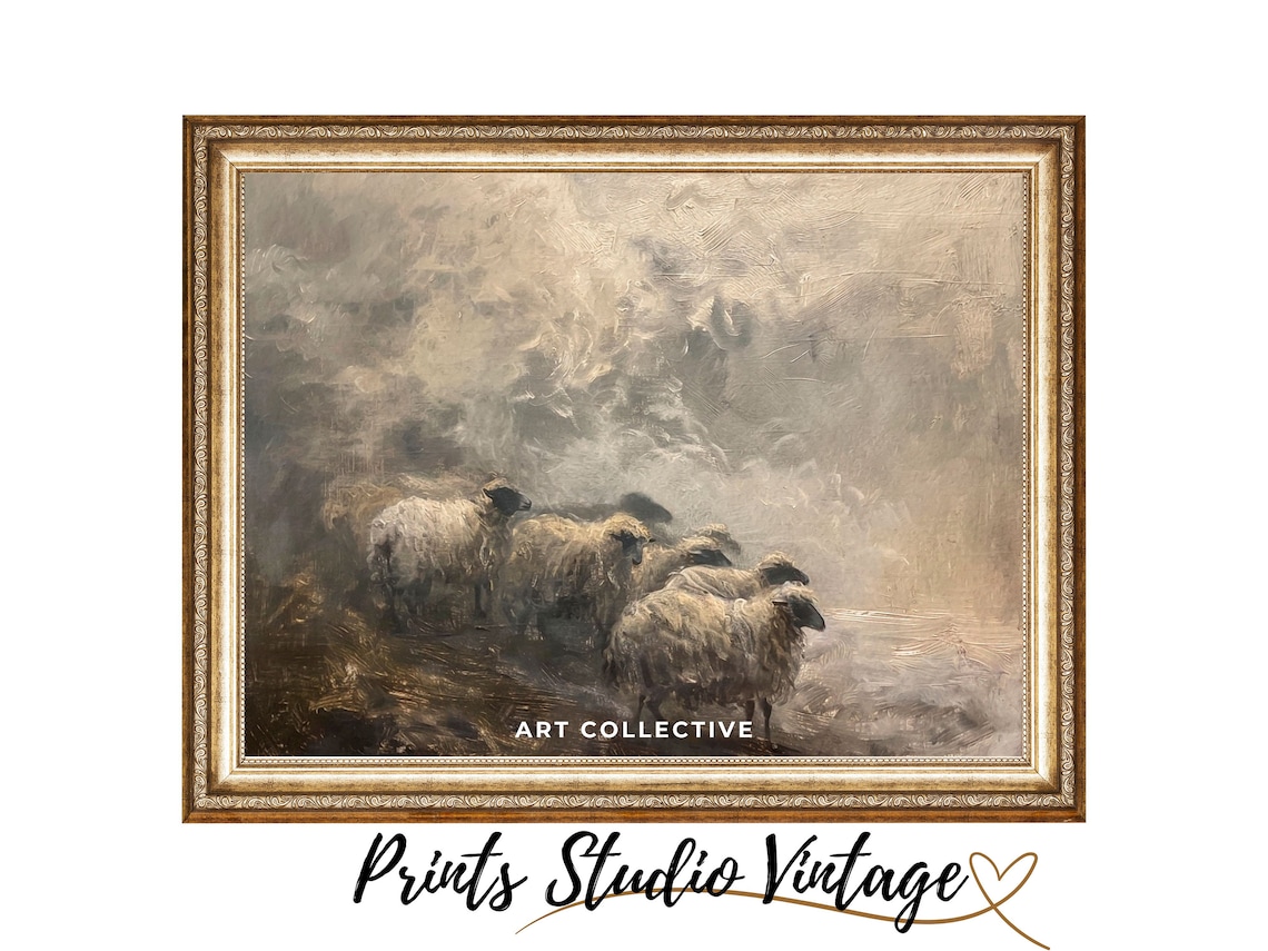 Sheep Animal Painting, Rustic Home Decor