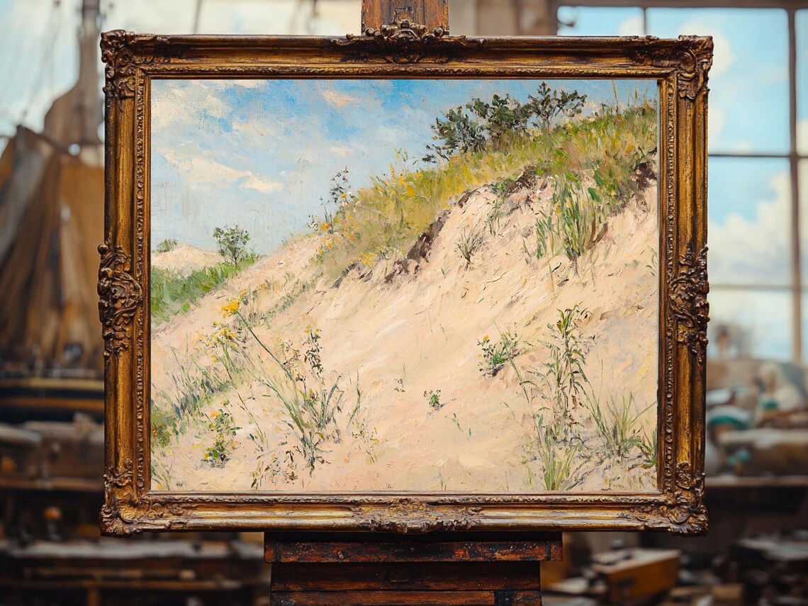 Dune Art Landscape Print Beach Cottage Art Oil Painting Cottage Core Art Best Gifts Vintage Painting Wall Art Prints - Image 2