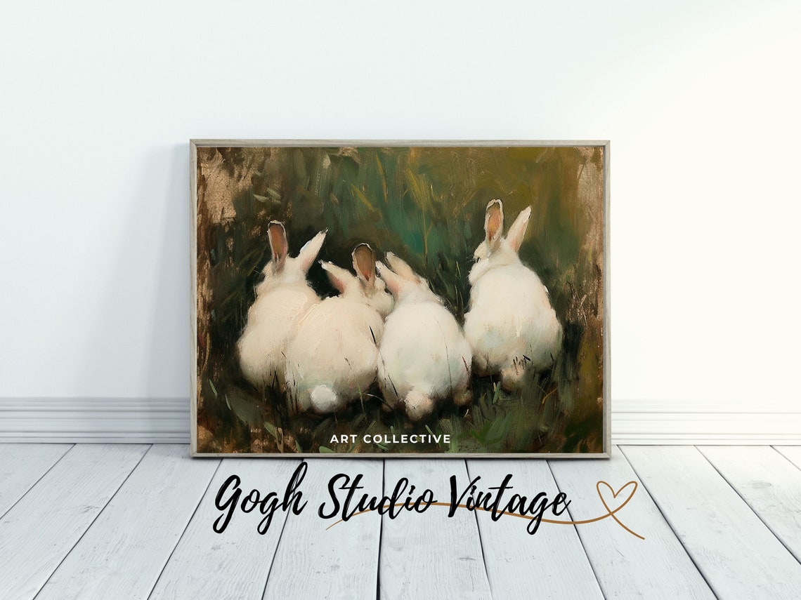 Vintage Rabbit Art Print, Farmhouse Wall Decor - Image 2