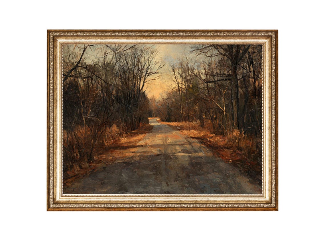 Road Landscape Painting Moody Art Oil Painting Cottage Core Art Best Gifts Vintage Painting Wall Art Prints