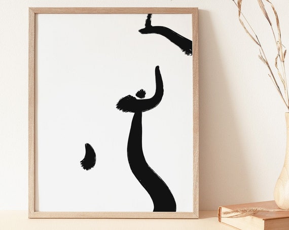 Woman Line Art Nude Line Drawing Minimalist Bathroom Wall Art Naked Poster Trendy Feminine Concept Wall Art